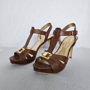 Marc Fisher Heels | Brown Leather Platform Sandals | Size 6